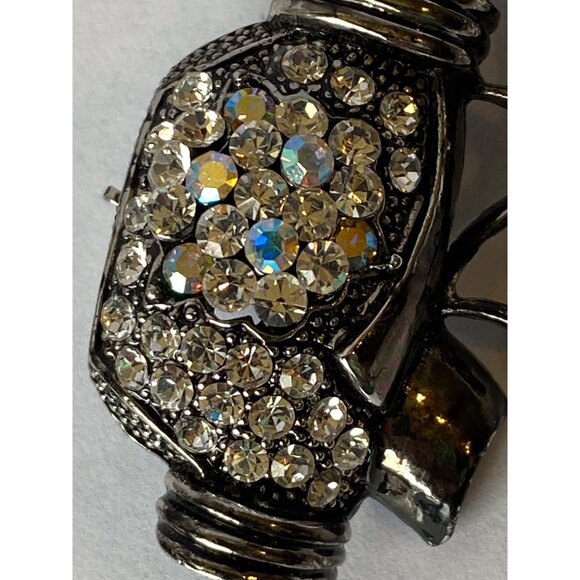 Vintage LS Golf Bag AB Rhinestone Brooch Pin Silver-Tone Sparkly Jewelry Accesso - Picture 2 of 10